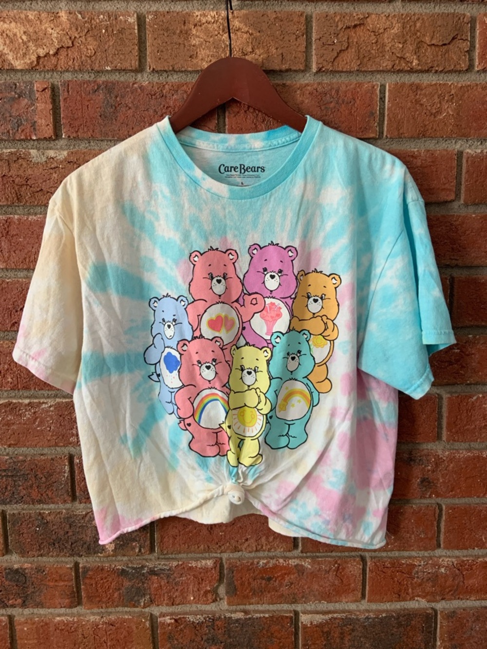 Care Bears Pastel Tie-Dye Crop Knot Tie Dye Tee
